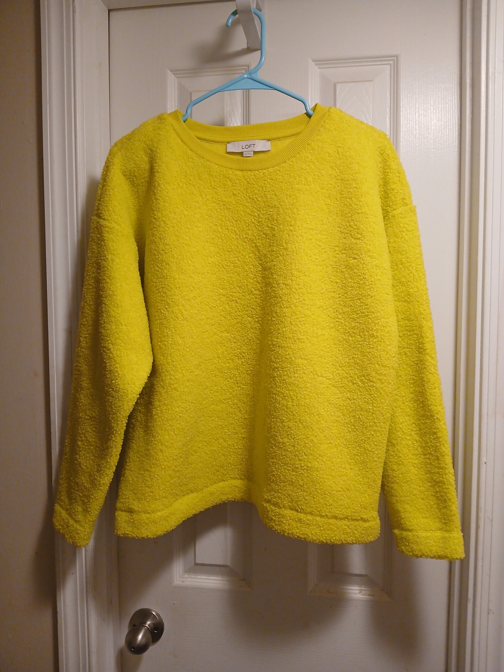 LOFT Women's Bright Yellow Cozy Fleece Crewneck Sweater Sz.M